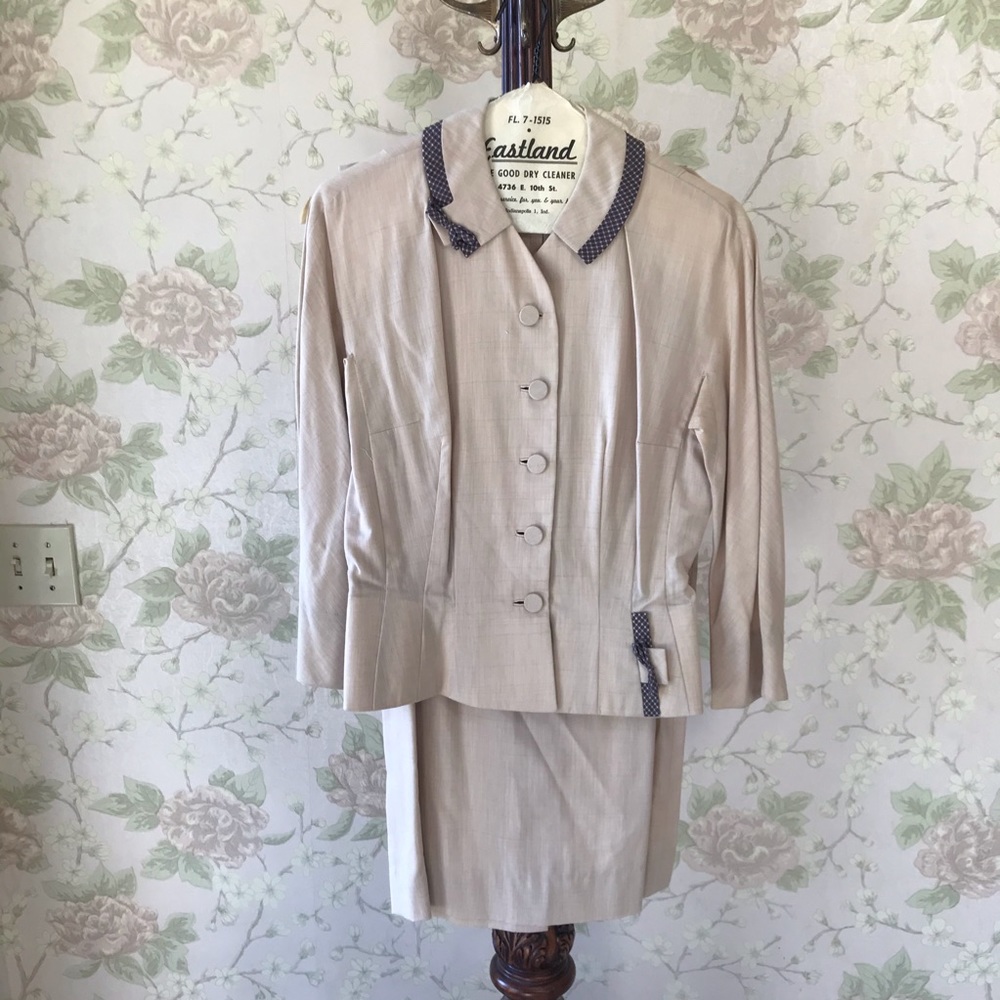 Tan and Brown Vintage Skirt and Suit Jacket